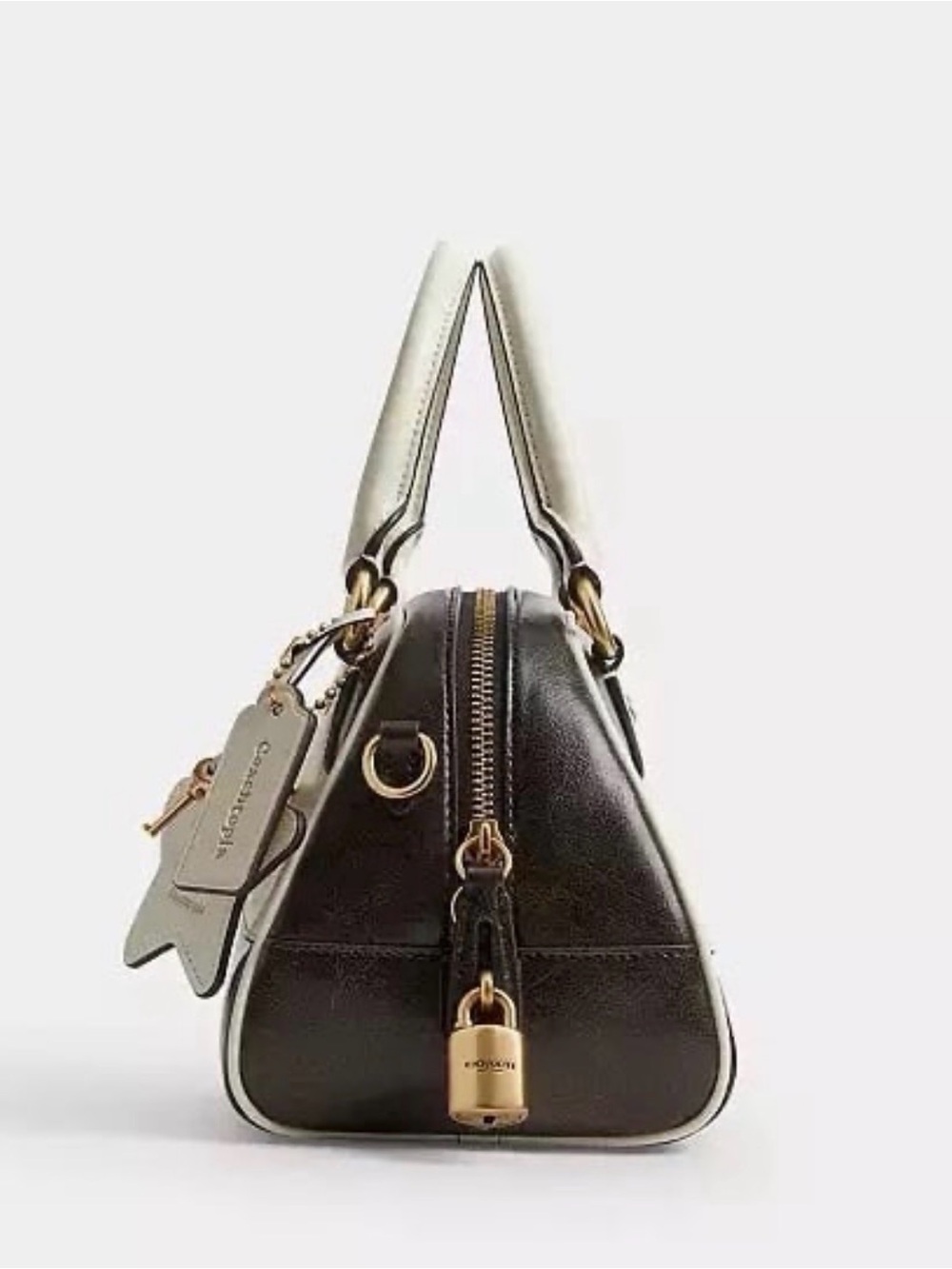 Coach Coachtopia Bowling Top Handle Bag in Black & White Upcrafted Leather NWT - Picture 3 of 11
